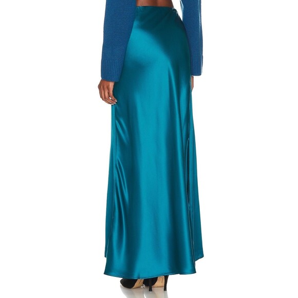 Nonchalant Label Women's Kennedy High Slit Satin Maxi long Skirt XS Ret 472 Teal - Picture 4 of 10